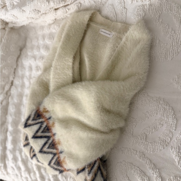 Anthropologie Cream Aztec Open Cardigan/Kimono/Jacket Size Large - Picture 9 of 16